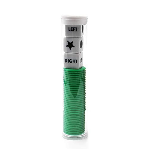 Product Cover Annietfr Left Right Center Dice Game Set with 3 Dices + 36 Green Chips + Round Storage Carry Tube