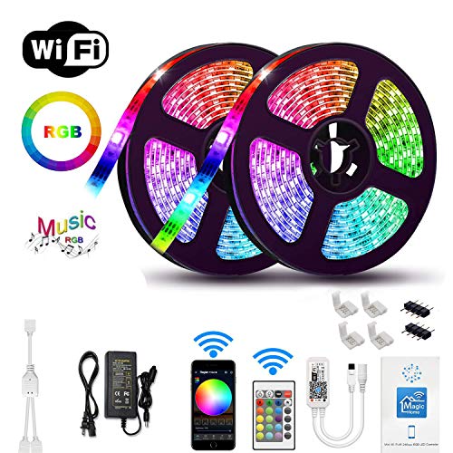 Product Cover WERSEON LED Strip Lights Kit, Room led Lights Waterproof 32.8ft 5050 RGB 300led Light Strips Compatible with Alexa Google Home, Light Strip Kits Music Sync for Room TV Kitchen Home Party