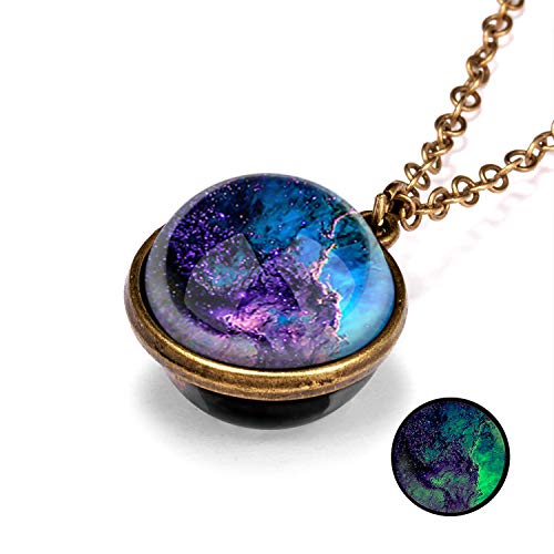 Product Cover Chenway Necklaces for Women Fashion Jewelry Personalized Glowing Galaxy System & Hexagonal Opals Pendant (Galaxy - B)