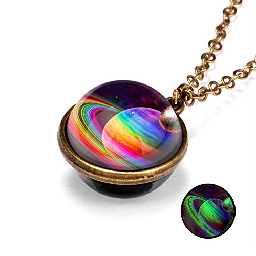 Product Cover Chenway Necklaces for Women Fashion Jewelry Personalized Glowing Galaxy System & Hexagonal Opals Pendant (Galaxy - G)