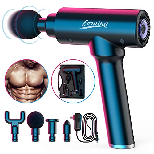 Product Cover Massage Gun Quiet Percussion Fascia Gun Handheld 5 Speed Muscle deep Relaxation Body Massager Includes 4 Massage Heads 1Rechargeable Device High-Intensity Vibration Massagers Gun(Black)