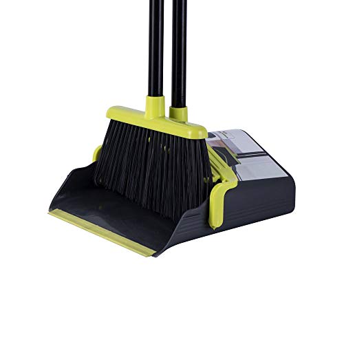 Product Cover Long Handle Broom and Dustpan Set Broom Set Cleaning Supplies Upright Dust Pan Combo for Home Kitchen Office Lobby Floor Indoor Outdoor Dustpan Broom Set
