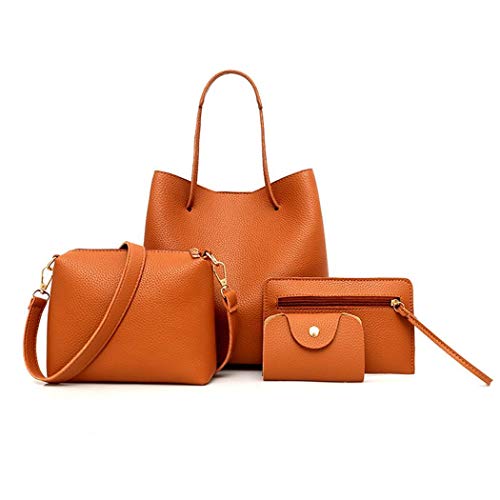Product Cover Foulon 4pcs Women Fashion Composite Drawstring Bucket Bag Handbag Shoulder Bag Card Holder Shoulder Bags