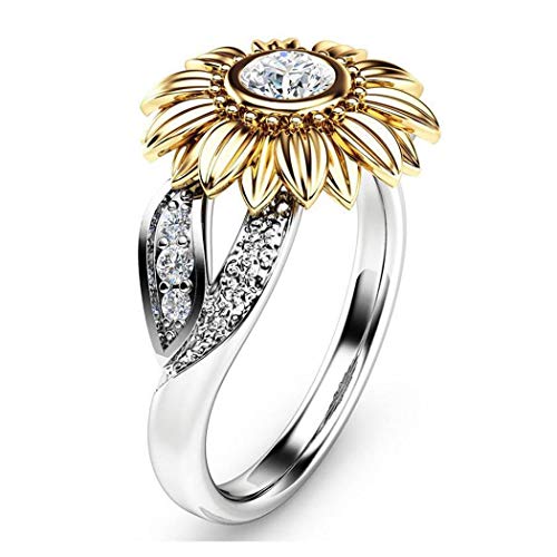 Product Cover XIAYU New Women Fashion Sunflower Double-Colors Jewelry Charm Wedding Ring Rings