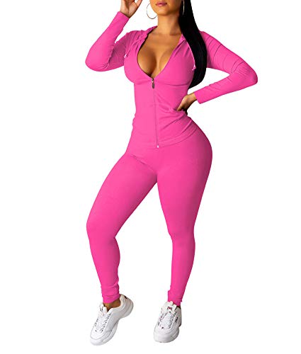 Product Cover Two Piece Tracksuit for Women - Casual Long Sleeve Full Zip Hoodie Sweatshirt + Skinny Pants Yoga Workout Jogging Sets