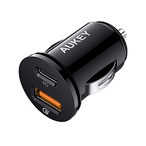 Product Cover Car Charger, AUKEY USB C PD Fast Car Charger with Power Delivery & Quick Charge 3.0, Compatible with iPhone 11 Pro Max, Google Pixel 4/4 XL, Samsung Galaxy S10, and More