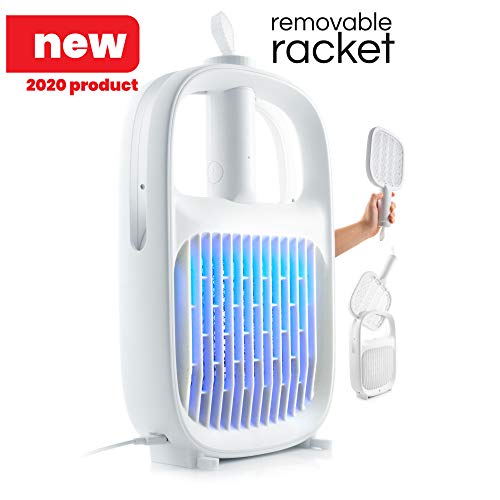 Product Cover POP Design, Patriot Dual Electric Bug Zapper, Stationary Base Station for The Perfect Mosquito Trap, Racket Mode for Perfect Fly swatting, 360 Degrees UV Light Range, USB Powered, Rechargable Racket