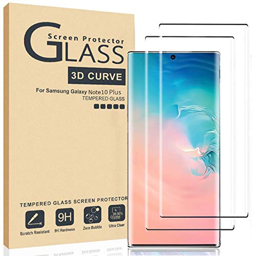 Product Cover Tempered Glass Screen Protector for Samsung Galaxy Note 10 Plus,[2 Pack] Full Coverage 3D Curved Anti-Scratch Bubble-Free Tempered Glass Note 10+ Screen Protector