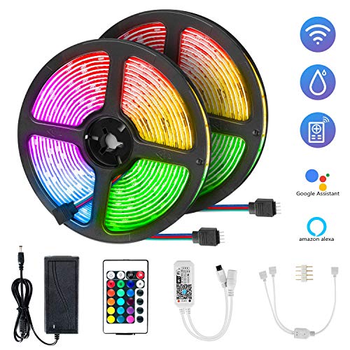 Product Cover JamBer Led Strip Lights, 33Ft/10M Waterproof Wifi Version RGB Led Strip Lights With IOS/Android App Control, Led Light Strip Suitable For Home/Party/Festival/Party/Birthday/Bar Decoration (Multicolor)