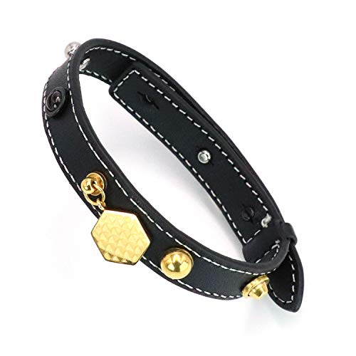 Product Cover AOUPOU Studded Leather Bracelet for Men Women Cuff Wrap Bracelet Vintage Unisex DIY Rivets Wristband Adjustable (Men, Black)