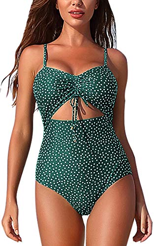 Product Cover CinShein Women's One Piece Swimsuits Polka Dot Print Hollow Out Swimwear Tie Belt Cut Out High Waist Bikini Bottom