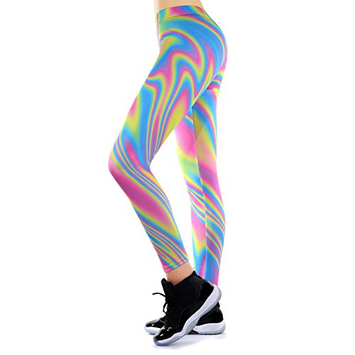 Product Cover Women's High Waisted Leggings Rainbow/Flag/Galaxy/Camouflage/Skull Running Yoga Gym Workout Pants