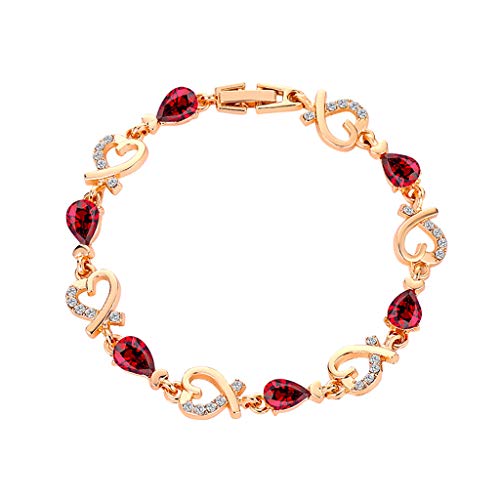 Product Cover HANANei Fashion Crystal Bracelet Gift Bangle Love Valentine's Day Christmas Jewelry Gift for Women Teen Girls (Red)