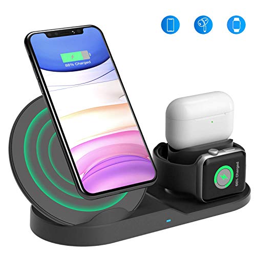 Product Cover Wireless Charging Stand, Wireless 3 in 1 Charging Station Compatible with iPhone/Airpods/Watch 5 4 3 2 1, Charging Dock for iPhone 11/11 pro/11 Pro Max/Xs/XS Max/XR/X/8/8P