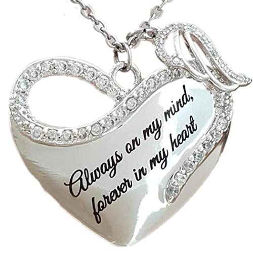 Product Cover Borisdar Women Casual Heart Shape Rhinestone Lettering Chain Pendant Necklace Necklaces