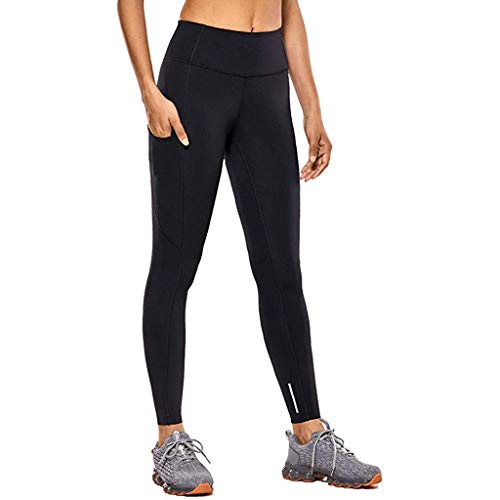 Product Cover KASAAS Yoga Pants for Women, Solid Stretch Yoga Leggings Fitness Running Gym Sports Active Pants with Cellphone Pockets