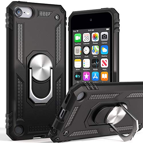 Product Cover iPod Touch 7 Case,iPod Touch 6 Case with Car Mount,Cyberowl Hybrid Rugged Shockproof Cover with Built-in Kickstand for Apple iPod Touch 5 6 7th-Black