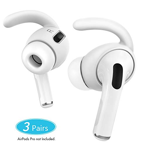 Product Cover AhaStyle 3 Pairs AirPods Pro Ear Hooks Anti-Slip Ear Covers Silicone Accessories【Not Fit in The Charging Case】 Compatiable with Apple AirPods Pro 2019 (White)