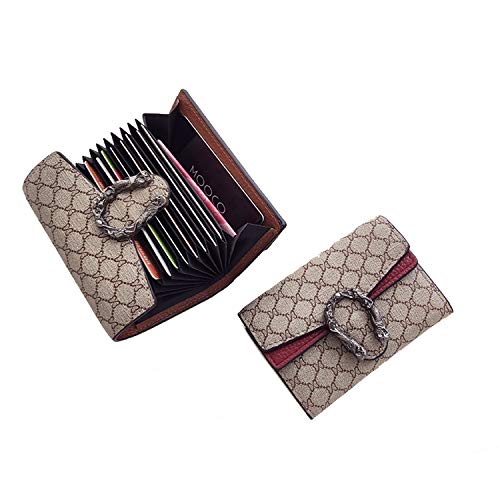 Product Cover Women Genuine Leather Credit Card Holder Walle,Credit Card Case,Anti-Degaussing Theft Brush, With 9 Card Slots