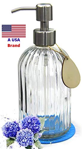 Product Cover Soap Dispenser - Premium Quality - Hand & Dish Soap Dispenser - Rust Proof Stainless Steel Pump - Large 18 Oz Clear Glass - Ideal for Kitchen Dish Soap, Hand Soap, Essential Oil & Lotion - Sturdy