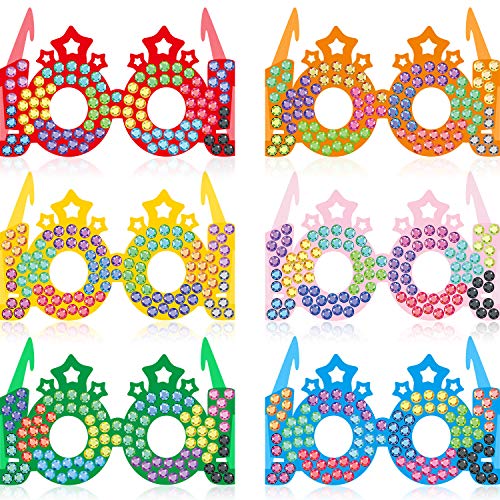 Product Cover 30 Pieces 100 Days Colorful Paper Glasses Crowns, 100th Day of School Glasses Rhinestones Star Paper Glitter Party Eye Glasses for 100 Days of School Celebration Party Favors, 6.4 x 4.9 x 3.3 Inch