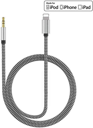 Product Cover (Apple MFi Certified) Aux Cable for car iPhone, Nylon Braided 3.5mm Male Aux Audio Cord Car Stereo Cable Support iOS 12 or Later, for iPhone Xs/XS Max/X/8/8Plus/7/7Plus