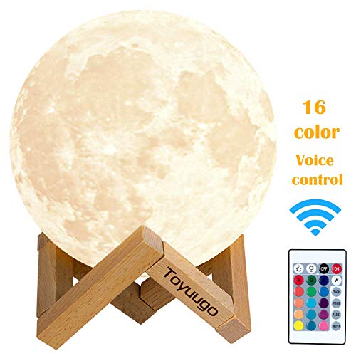 Product Cover toyuugo Moon lamp (5.9 Inch), 3D Print LED Moon Light Lamp Moon Light for Kids, Dimmable Touch Control Brightness Light for Home Decoration and Gifts for Lover,Parents,Friends, 16 RGB Color