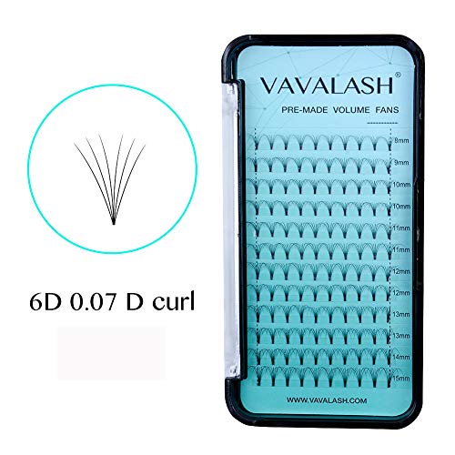 Product Cover Eyelash Extension 0.0.07 mm D CurlRussian Volume Eyelashes 6D Short Stem Fans Individual Cluster Lashes Pre-fanned Volume Eyelash Extensions Knot Free