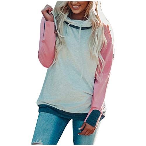 Product Cover DaySiswong Women's Casual Sweatshirts Long Sleeve Pocket Color Block Hoodies Pullover