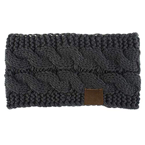 Product Cover Ridkodg Women Yoga Rubber Bands for Hair - Awesome Headbands Crochet Knitted Braided Knit Wool Headband (Dark Gray)