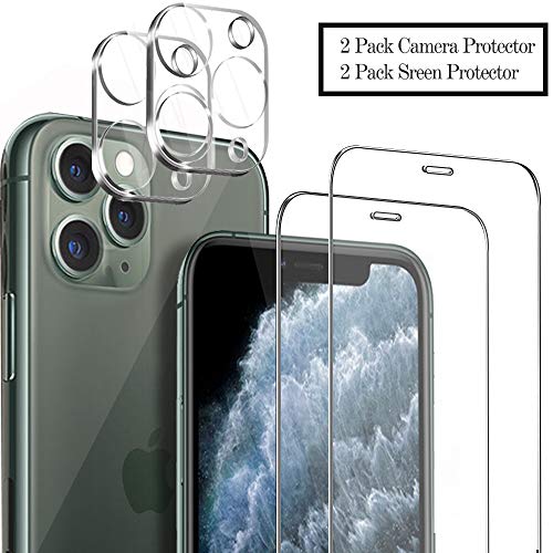 Product Cover Ferilinso Screen Protector for iPhone 11 Pro Max with 2 Pack Camera Lens Protector, 2 Pack Tempered Glass Film for iPhone 11 Pro Max 6.5 Inch