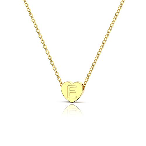 Product Cover Jewlpire Real 18K Gold Filled Tiny Heart Initial Necklaces Sterling Silver Necklace Dainty Letter Heart Pendant Personalized Choker Necklace Jewelry for Women Girls Kids Teen Child 16