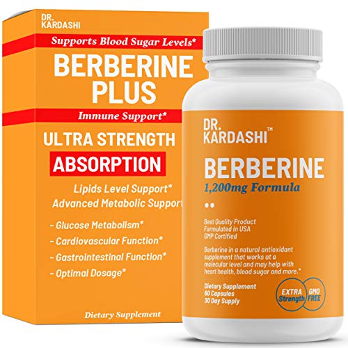Product Cover Dr. Kardashi Premium Berberine Capsules - 1200mg - Advanced Berberine HCL Supplement Supports Glucose Metabolism, Cardiovascular Heart, Gastrointestinal Health and Immune Function - 60 Capsules