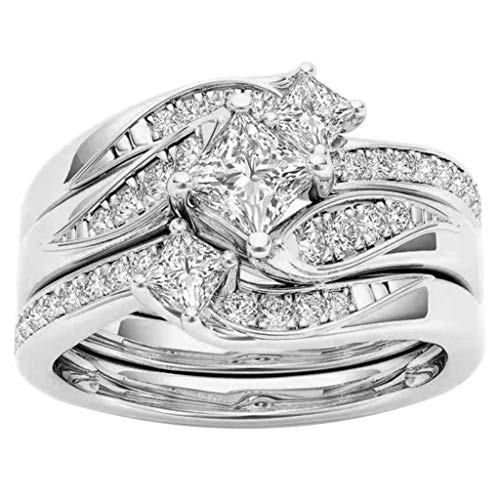 Product Cover Womens Fashion Diamond Wedding Ring, Cnebo Elegant Heart Diamond CZ Zircon Ring,Couple Men Women Engagement Ring Jewelry Valentines Gift