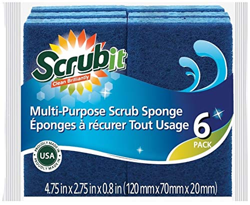 Product Cover Cleaning Scrub Sponge by SCRUBIT - Scrubbing Dish Sponges Use for Kitchens, Bathroom & More - 6 Pack