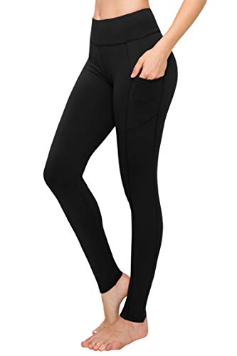Product Cover SATINA High Waisted Yoga Leggings with Pockets Super Soft | Reg & Plus Size (One Size, Black)