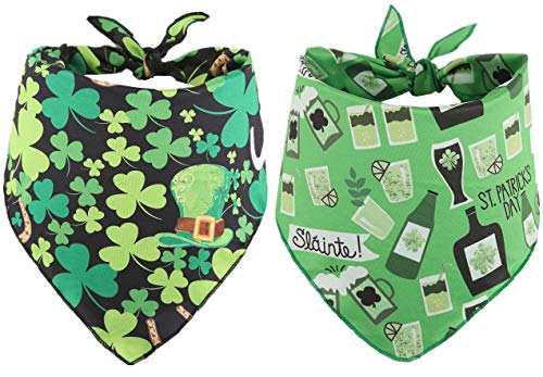 Product Cover BoomBone St Patricks Day Dog Bandana Pack of 2,Triangle Bibs Pet Scarf for Medium to Large Dogs