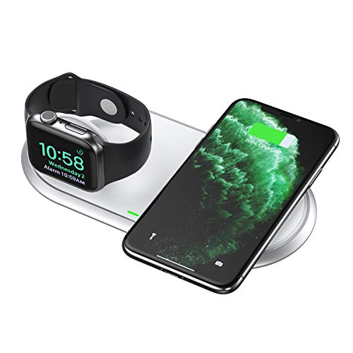 Product Cover CHOETECH 2 in 1 Dual Wireless Charger (MFI Certified), Wireless Charging Pad & Foldable Apple Watch Charging Station Compatible Apple Watch 5/4/3/2/1,iPhone 11/11 Pro Max/XS/X,Airpods (No AC Adapter)