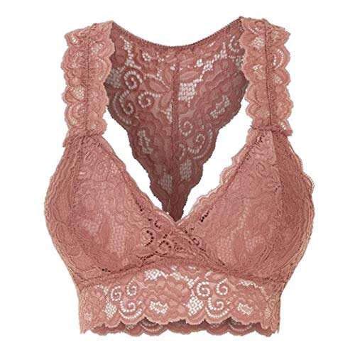 Product Cover IEnkidu Women Ladies Fashion Stretchy Floral Lace Hollow Out Bralette Bra Everyday Bras Dark Pink