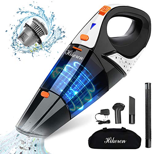 Product Cover Hikeren Handheld Vacuum, Hand Vacuum Cordless 7Kpa Strong Suction Powered by Li-ion Battery Rechargeable Quick Charge Tech, Mini Vacuum for Home and Car Cleaning, Black& Orange