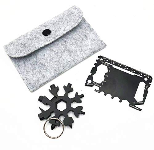 Product Cover Snowflake Multitool - Universal Multitool - 18 in 1 Multipurpose Tool with BONUS 46-in-1 Credit Card Tool Included - Outdoor Portable Keychain Screwdriver with Bottle Opener - Durable Stainless Steel