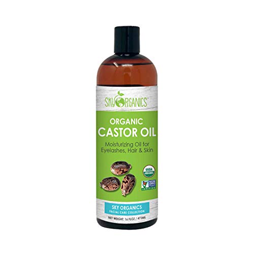Product Cover Castor Oil USDA Organic Cold-Pressed 100% Pure, Hexane-Free Castor Oil - Moisturizing & Healing, For Dry Skin, Hair Growth - For Skin, Hair Care, Eyelashes - Caster Oil By Sky Organics, 16oz