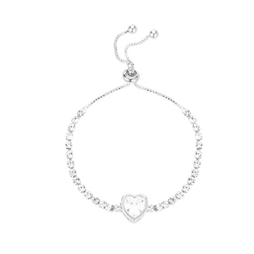 Product Cover PASATO Women Crystal Rhinestone Heart Bracelet Bangle, Love Valentine's Day Wedding Bridal Jewelry Gifts (E-Color 2)