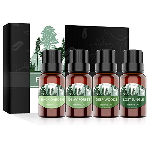 Product Cover Essential Oils Blend, ESSLUX FOREST Collection, Woodsy Essential Oils Gift Set, TOP Quality Blend for Diffuser, Home Fragrance & Candle Making, 4x15ml