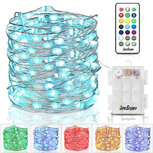 Product Cover Homestarry Fairy Lights Battery Operated Outdoor String Lights with Remote Color Changing Lights for Bedroom Indoor Wedding Stroller Christmas Costume, 33 ft 100 LED's,13 Colors