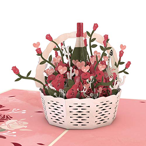 Product Cover Lovepop Valentine's Basket Pop Up Card - 3D Card, Greeting Card, Valentines Day Card, Anniversary Card, Romance Card, Card for Wife, Card for Mom