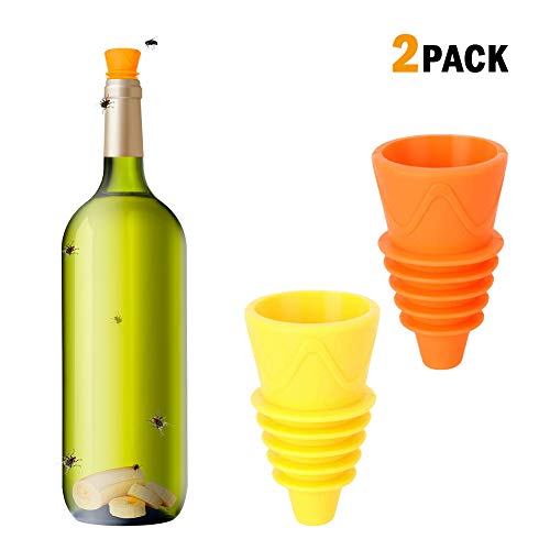 Product Cover Reusable Silicone Funnel Fruit-fly Bottle Top catcher for Outdoor and Indoor, Kitchen - Fit Most Bottles(2PACK)