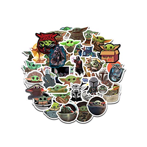Product Cover Baby Yoda Stickers (50 Pieces), Includes The Mandalorian Sticker with Yoda Baby, Lots of Choices for Your Baby Yoda Laptop or car Decal, Large Baby Yoda Decal Vinyl Sticker Pack