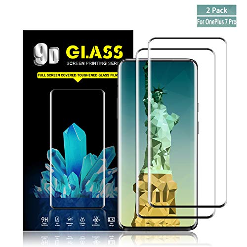 Product Cover Oneplus 7 Pro(5G) / Oneplus 7T Pro Screen Protector by YEYEBF, [2 Pack] Full Coverage Tempered Glass Screen Protector for Oneplus 7 Pro(5G) / Oneplus 7T Pro [Anti-Scratch][Bubble-Free][Case-Friendly]