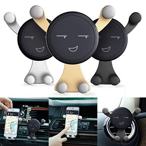 Product Cover Alishebuy 1Pack Car Mount Phone Holder Automatic Locking General Air Vent Cell Phone Holder for Car for iOS&Android and More(Black)